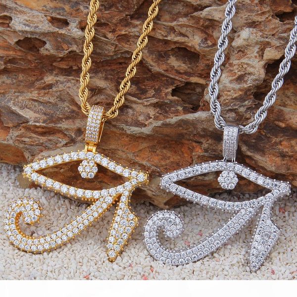

new egyptian gods power eye necklace eye of horus copper pendant stainless steel clavicle chain necklace for man and woman, Silver