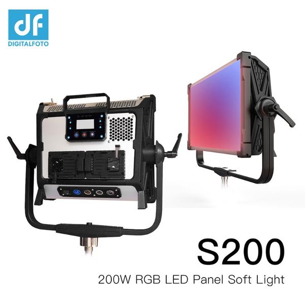 

flash heads s200w full color rgb led panel continuous video soft light 2800-9990k app control dimming with 12 effect for studio