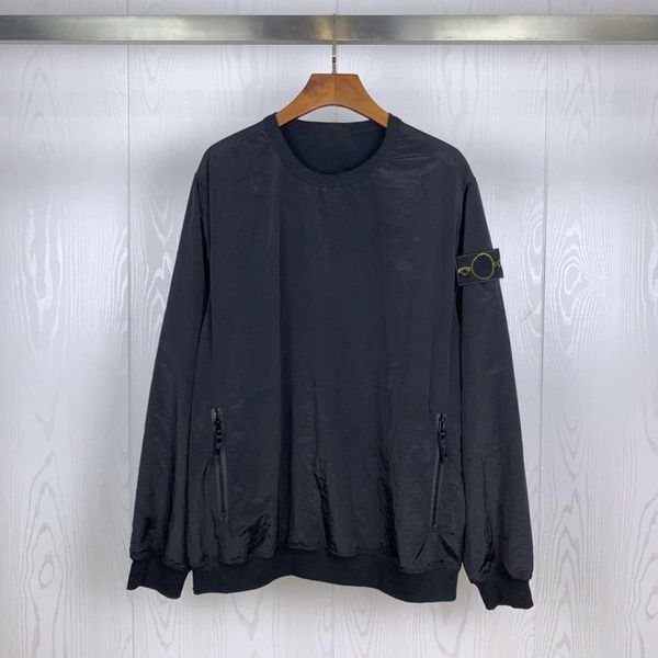 

2020 compass badge patched metal color women men sweatshirts waterproof mesh inside zipper sweatshirt hoodie, Black