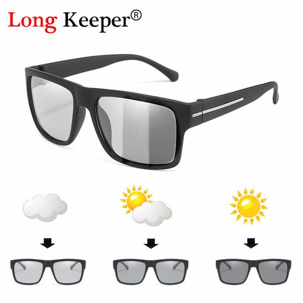 

long keeper sunglasses pchromic polarized discoloration square women men driving sun glasses chameleon eyewear eyeglasses, White;black