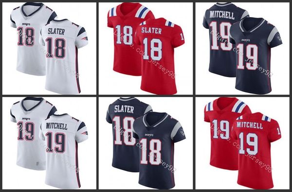 

new england patriots white 19 malcolm mitchell 18 matt slater white alternate stitched nfl men women youth jersey, Black;red