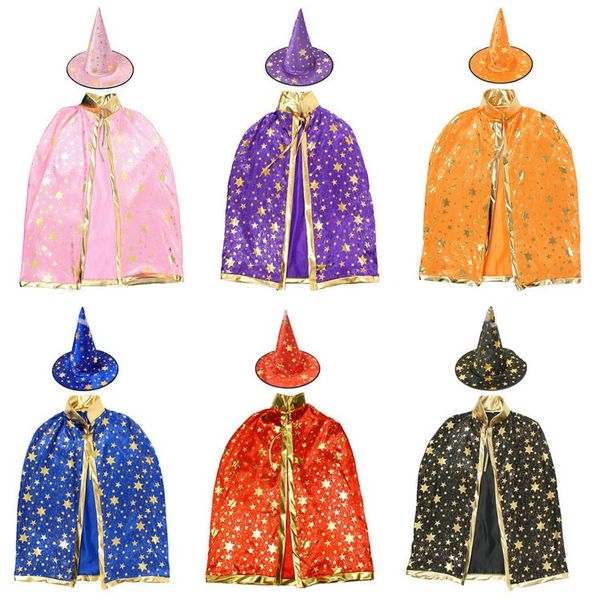

halloween five-star cloak children's five-star cloak witch cloak masquerade party costume wholesale, Silver
