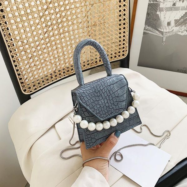 

fashion pattern women shoulder bags pearl chain tote handbag female leather messenger classic elegant shoulder handbags