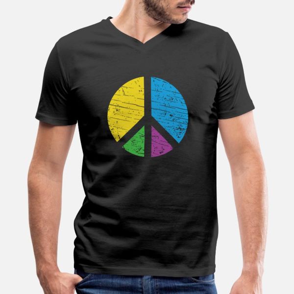 

colorful peace sign color block vintage t shirt men customized 100% cotton euro size s-3xl solid color crazy funny casual summer shirt