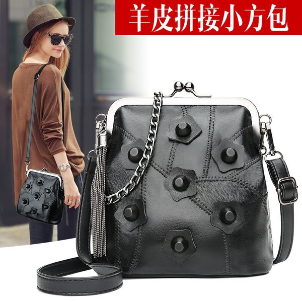 

women's leather bags new style fashion shoulder bag sheepskin messenger bag small flower small shoulder