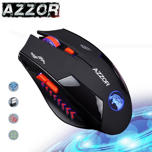 

azzor charged silent wireless mouse mute button noiseless optical gaming mice 2400dpi built-in battery for pc lapcomputer