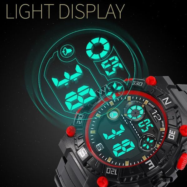 

fashion high-end multi-function buckle clasp men watch men 30m sports waterproof electronic watches reloj deportivo hombre fjsl, Slivery;brown
