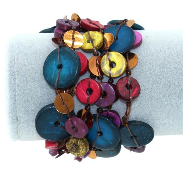 

2020 the latest charm luxury dopamine multilayer color size wooden bead knitting coconut shell bracelets and bangles bt84, Black
