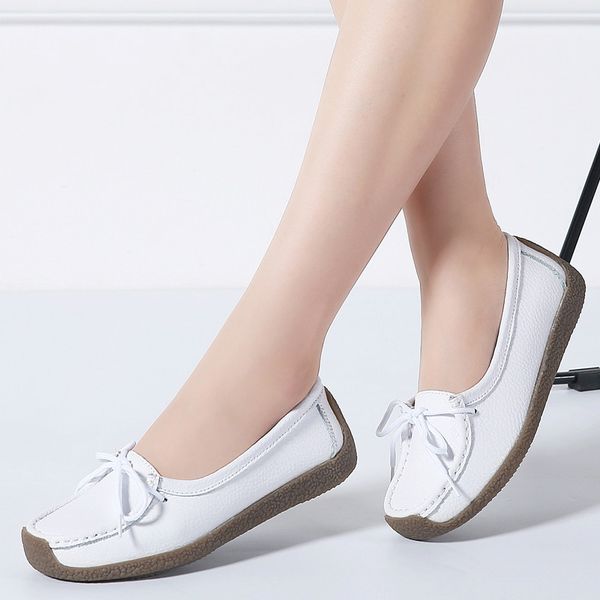 

2020 autumn women flat shoes women genuine leather loafers shoes ladies female oxford boat, Black