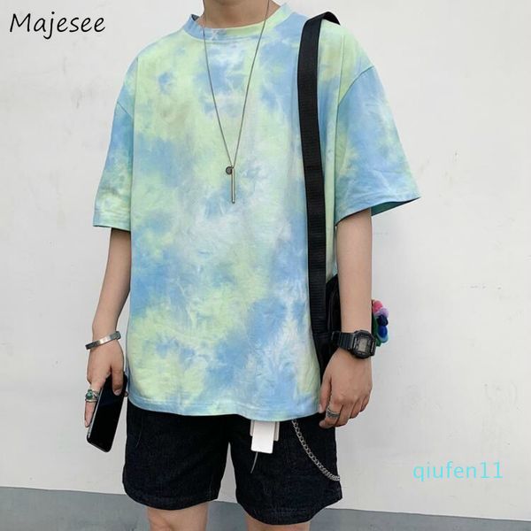 Vendita calda-Magliette a maniche corte da uomo Summer Tie Dye Hip-hop Coreano Harajuku Oversize Coppie Mens Gradient Casual Trendy Ins Streetwear Nuovo