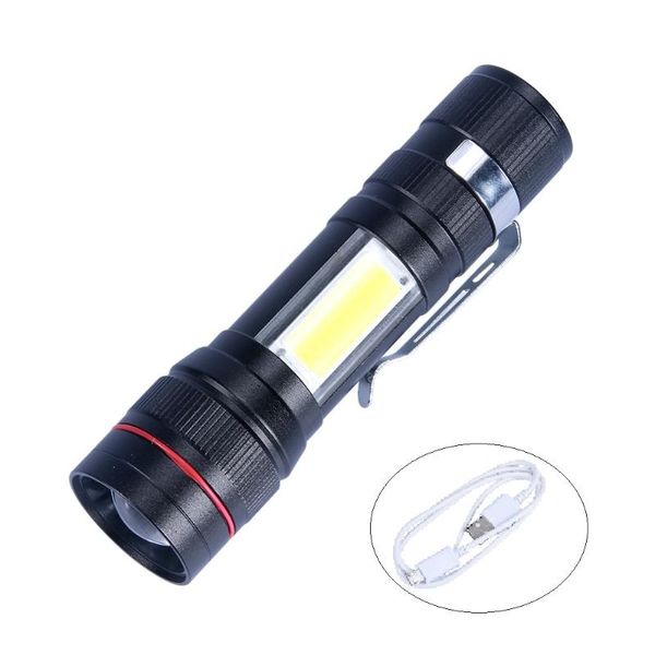 

portable t6 cob led usb rechargeable zoomable torch lamp outdoor anti-drop high-strength aluminum alloy bicycle light