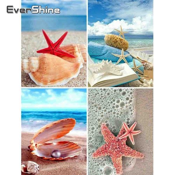 

evershine diamond mosaic landscape sea embroidery cross stitch kit diamond painting starfish home decor gift full round drill