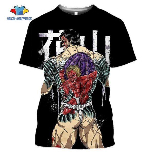 

comic grappler baki japan boxing anime men ninja violent 3d print shirts hippie funny hippie men clothing