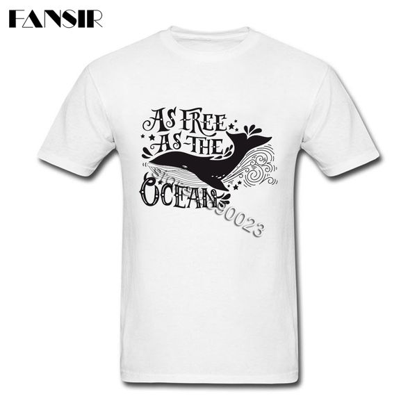 

большой размер как free as the ocean whale премиум футболки мужчины на заказ хлопка с коротким рукавом футболки группа топы tee