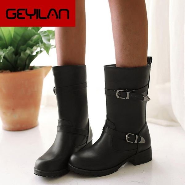 

boots women 2021 medium tube short plush vulcanized shoes pu leather platform winter casual white, Black