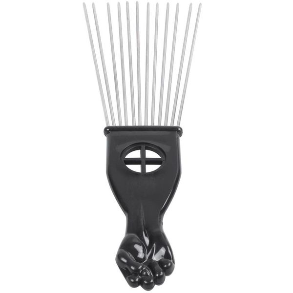 

hair brushes 1pc professional salon use black metal african pick comb combs insert wide teeth fork curly brush, Silver
