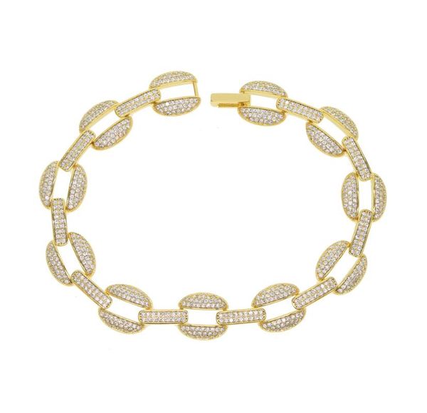 

2020 hip hop pave sparking cz cuban link chain bangle gold color luxury charm bracelets for women men fashion brand jewelry, Black