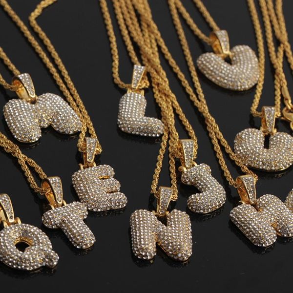 

hip hop men gold color chain cz zirconia crystal 26 a-z letters pendant punk initials nameplate twisted chain long necklace, Silver