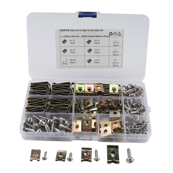 

set of 200 assorted spire clips u nuts galvanized screw for motorcycle