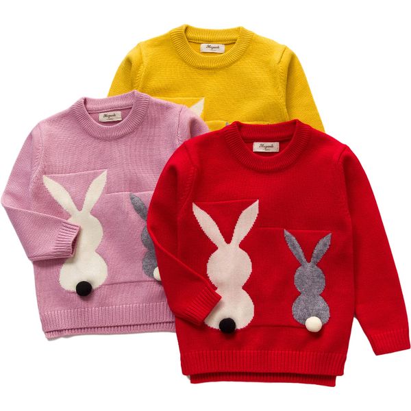 

children's sweater cartoon pattern double rabbit, Blue