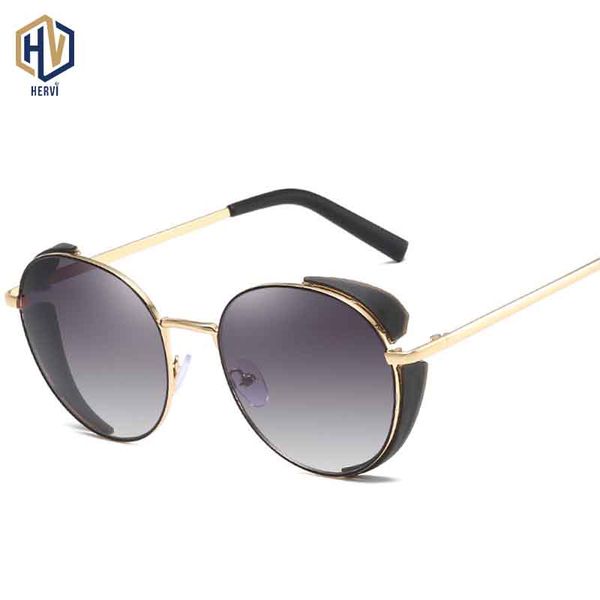 

2020 round metal sunglasses men women uv driving sun glasses fashion trend gradient big frame eyeglasses, White;black