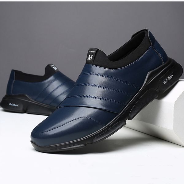 

2020 new fashion loafers men shoes leather sneakers summer shoes men slip on designer zapatos hombre casual footwear, Black