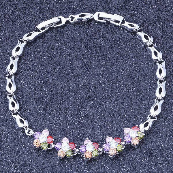 

new 2020 white gold colour colorful cubic zirconia bracelet s113, Black