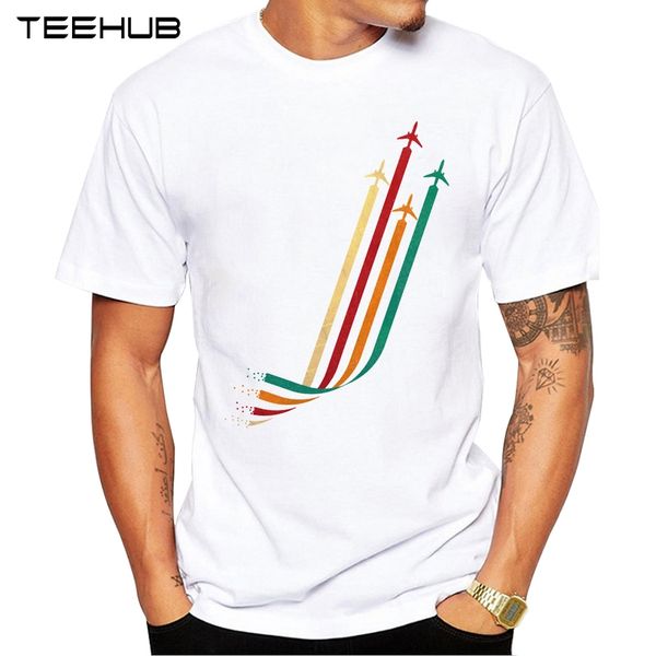 

2019 teehub men's fashion air line printed short sleeve t-shirt hipster o-neck design cool desgin tee