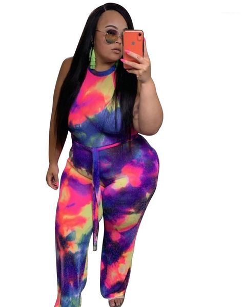 

bandage pants jumpsuits new full length women summer clothing designer tie dyed halter rompers fashion, Black;white
