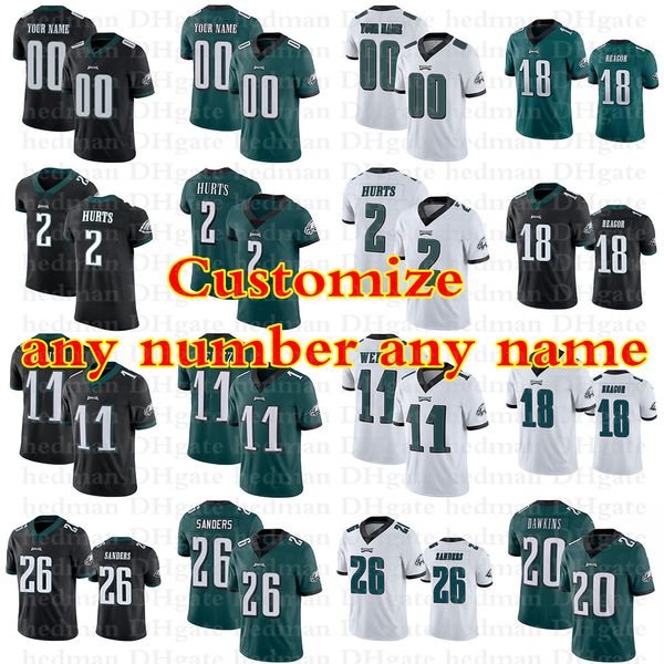 

2020 new wentz hurts reagor sanders brian dawkins zach ertz customize any number any name jersey, Black;red