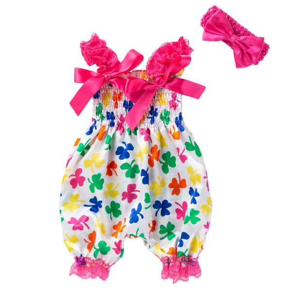 

clearance lovely baby girls 2pcs toddler baby boy girls st. patrick's day sleeveless romper playsuit clothes z0211, White