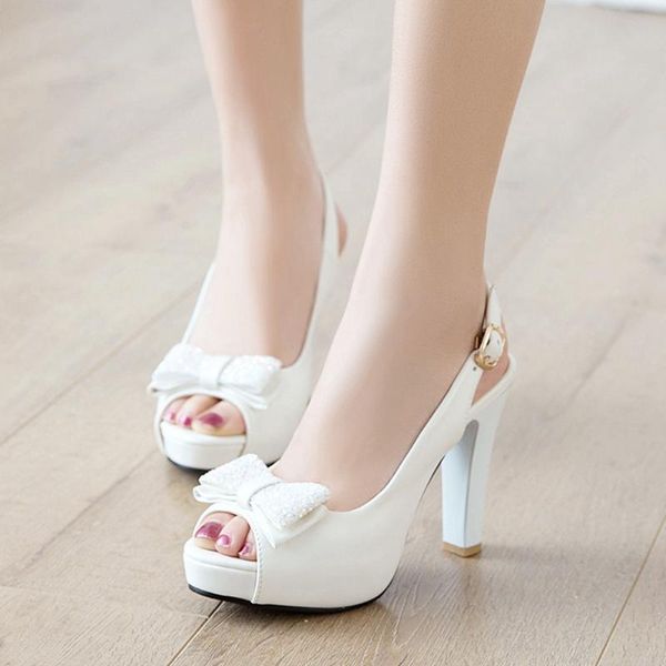 

sandals karin brand design large size 43 women square heel peep toe platform butterfly-knot pumps summer casual woman shoes, Black