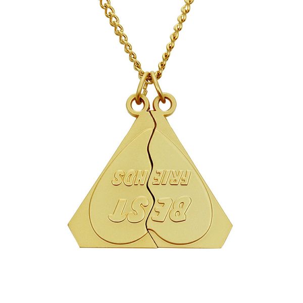 

forever friends triangle split pendant fashion hip hop men and women long stainless steel pendant necklace jewelry, Silver