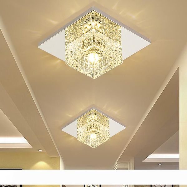 

5w led spotlights square crystal aisle ceiling lights for art gallery decoration front balcony lamp porch light corridors lighting fixture