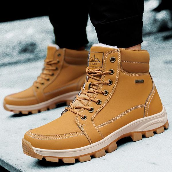 

men boots winter shoes warm ankle boot men winter boots snow boot wear resistance warm shoes fashion snowboots, Black