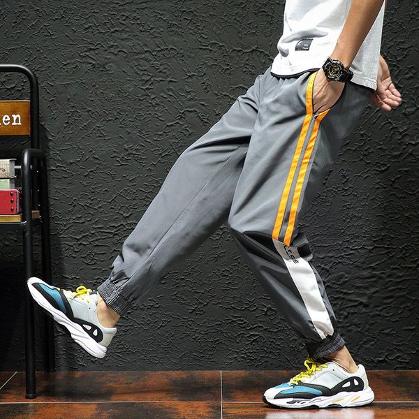 

2020 fashion Capris men's trend pants teenagers' elastic casual Harem Pants, Black