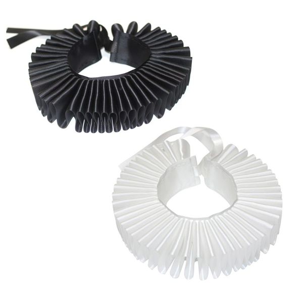 

womens victorian renaissance ruffled neck collar satin clown cosplay choker klv 2020 new fashion, Blue;purple