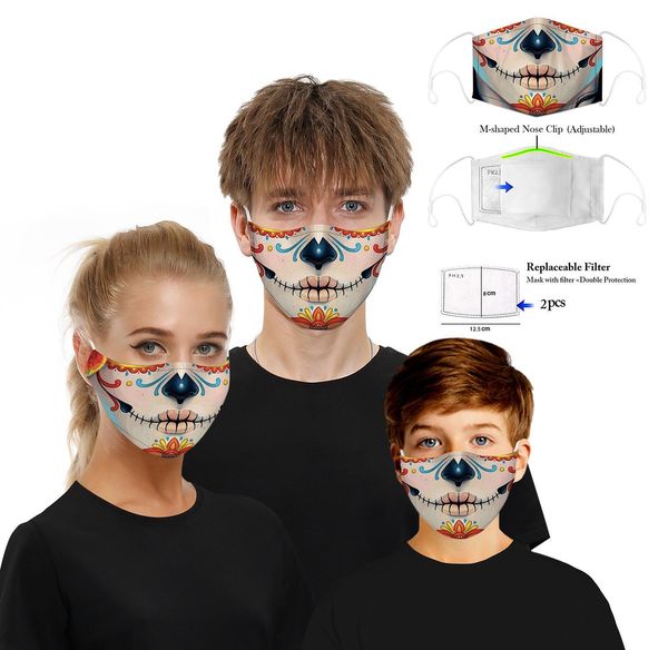 

wholesale skull festive sports outdoor reusable face windproof face mask cotton cosplay dust masks warm halloween party party masks njhnj