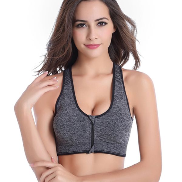 

ultra-thin breathable sport bra women lady zip front proof seamless knitted underwear fitness apparel clothing, White;black