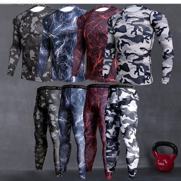 

running sets men sport compression t shirt pants suits jogging tracksuit male gym fitness training sportswear tees leggings, Black;blue