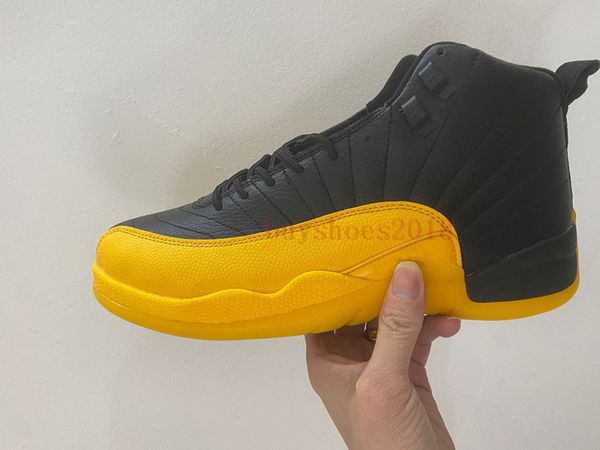 

12 university gold basketball shoes 12s year of pig black yellow gold mens look mens 130690-070 sports sneakers with box