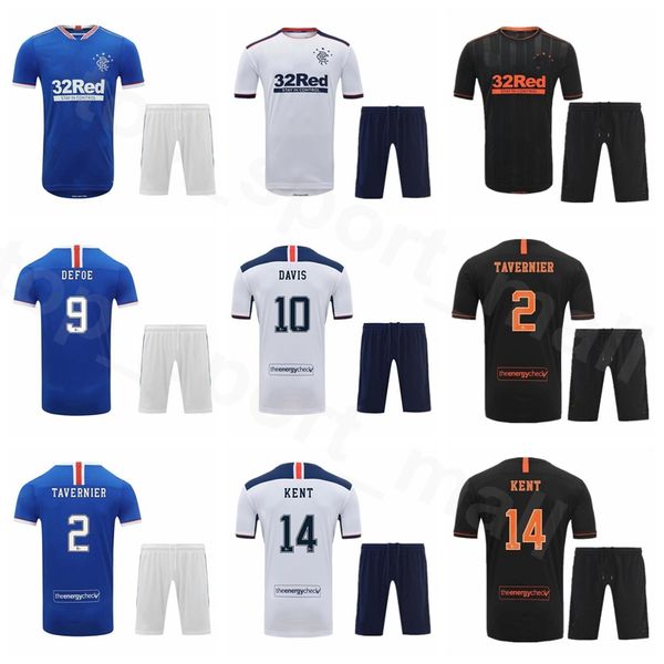 

20 21 soccer glasgow rangers 20 alfredo morelos jersey set 9 jermain defoe 14 ryan kent 37 scott arfield tavernier football shirt kits, Black