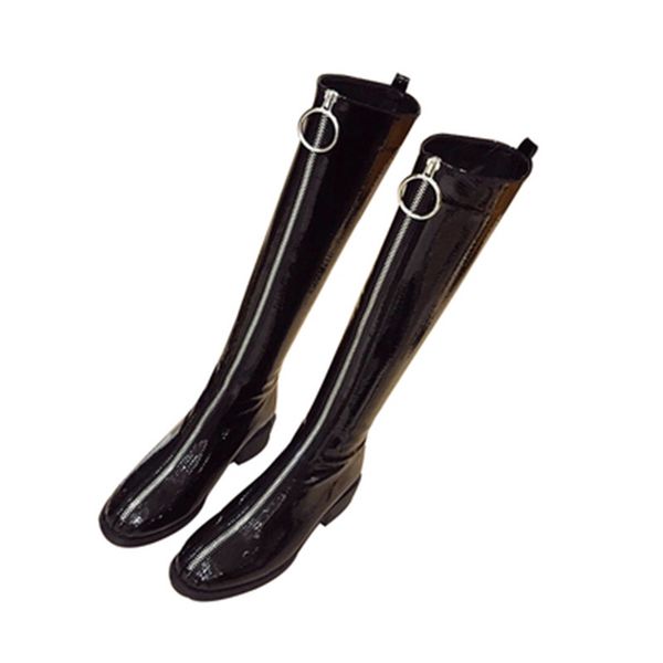 

boots bmante women winter zip knee high dark goth platform shoes brand fashion office lady botines mujer 2021 riding, Black