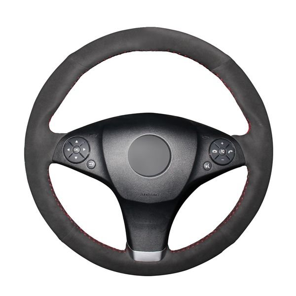 Coprivolante per auto in pelle scamosciata nera fai-da-te per Mercedes Benz C180 C200 C350 C300 CLS 280 300 350 500 GLK Accessori