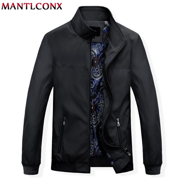 

mantlconx autumn men's jackets casual coats solid color mens zipper outwear mens brand clothing stand collar male bomber jacket, Black;brown