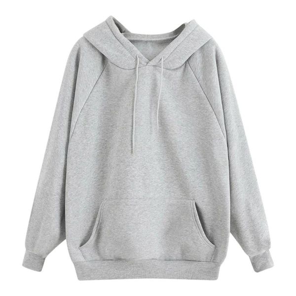 

jaycosin women's harajuku hooded casual solid color hooded pocket long sleeve pullover sweatshirt for girls moletom feminino, Black;brown