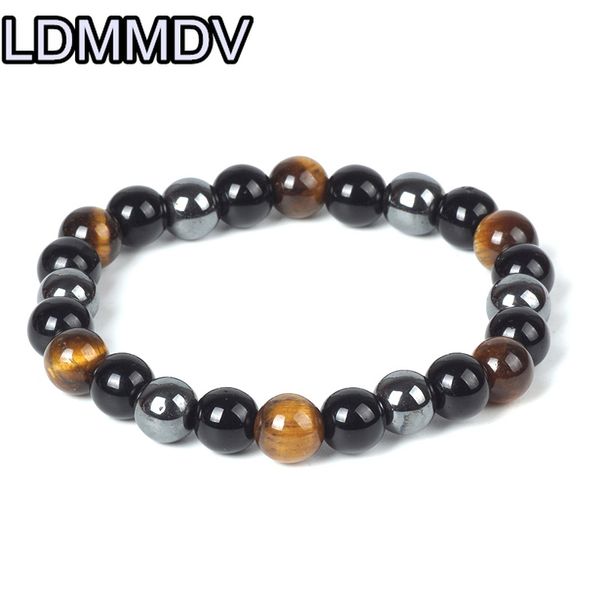 

charm bracelets tiger eye bracelet hematite stone obsidian 8mm beaded buddha health protection for women men, Golden;silver