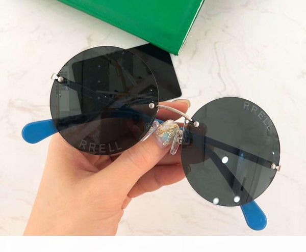 

fashion rimless round sunglasses blue sun glasses 59mm designer sunglasses shades eyewear new with box, White;black