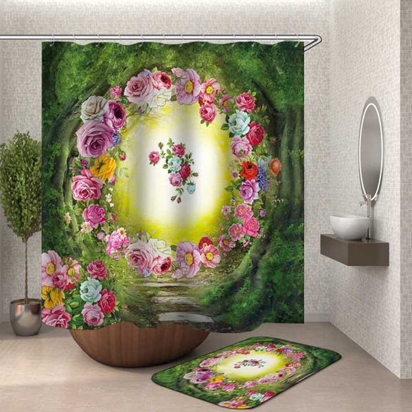 

shower curtains flower forest curtain waterproof for bathroom drop bath
