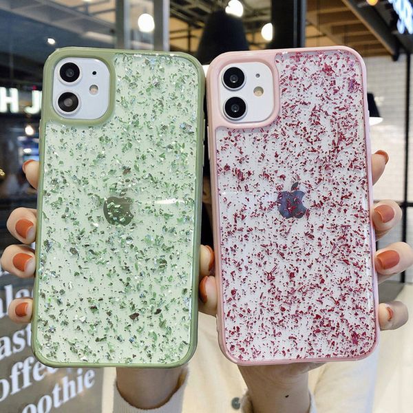 

candy color frame phone case for iphone 11pro xs max x xr 6s plus glitter soft transparent shockproof back cover 2020 new